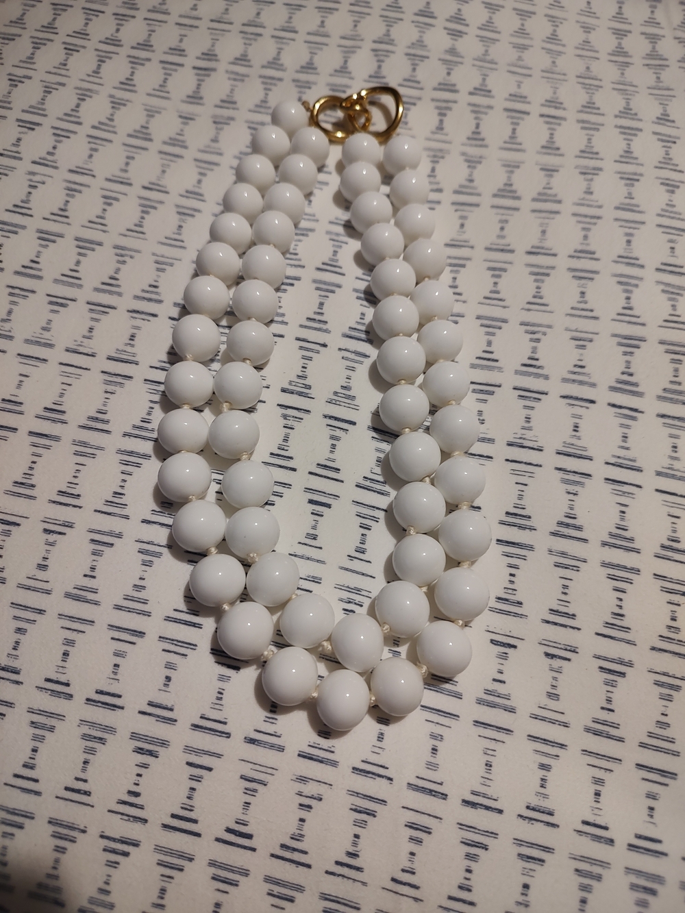 Women's White Beaded Statement Necklace - Gold Clasp